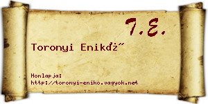 Toronyi Enikő névjegykártya